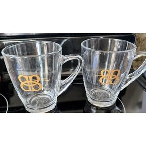 Set Of 2 Bailey's Irish Cream Whiskey Logo Glasses Coffee Cups Mugs With Handles
